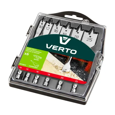 VERTO Lapos fafúró készlet 10, 12, 16, 18, 20, 25mm, 6db fúrószár