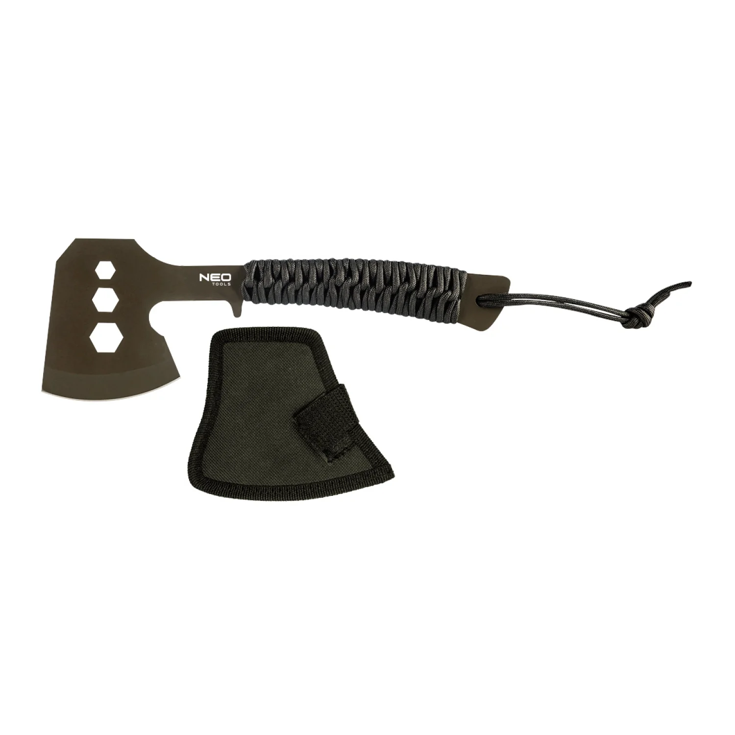 NEO Multifunkciós balta, rozsdamentes acél, teljes hossz 26cm, penge 8cm, paracord markolat, csavarkulcs funkció