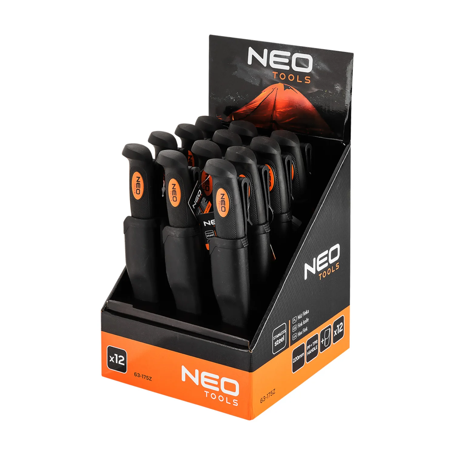 NEO Univerzális kés tokkal, 22cm, 3CR13 penge, 2komponensű nyél, rendelési egység: 12db
