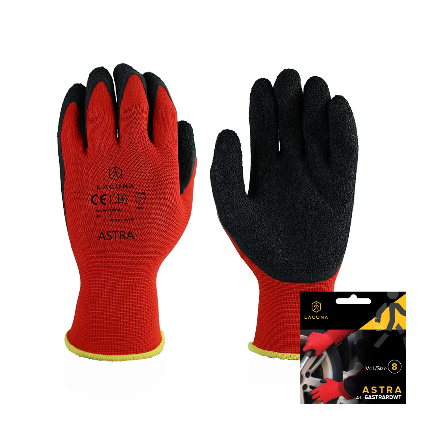 Lacuna Red latex coated gloves ASTRA