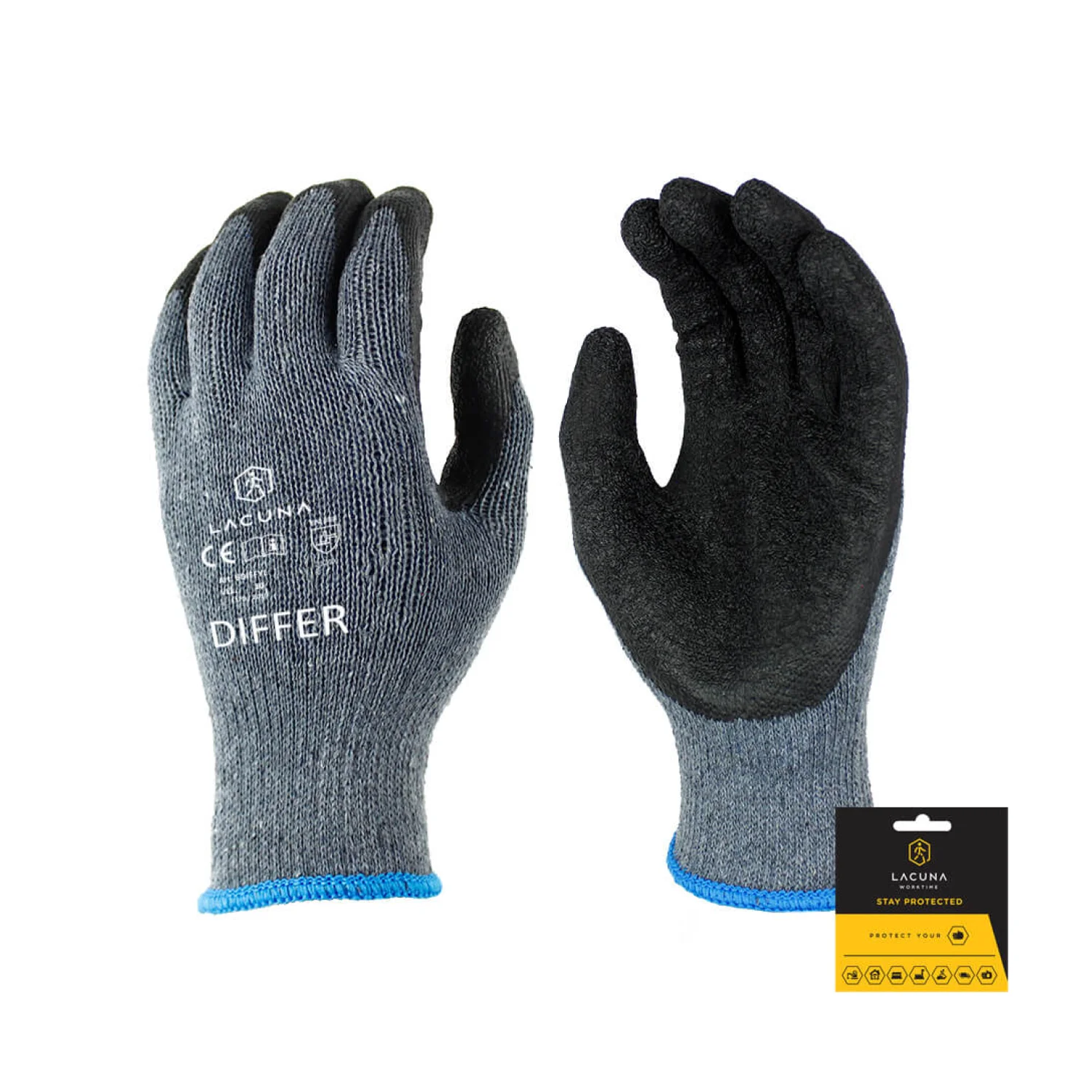 Lacuna Glove with latex coating DIFFER grey size 10