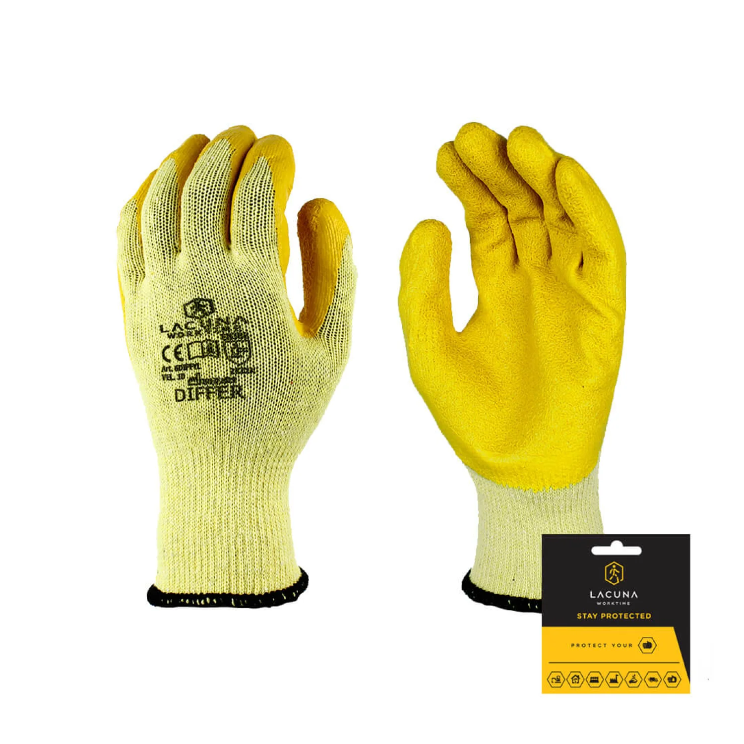 Lacuna DIFFER Glove with latex coating DIFFER yellow size 10