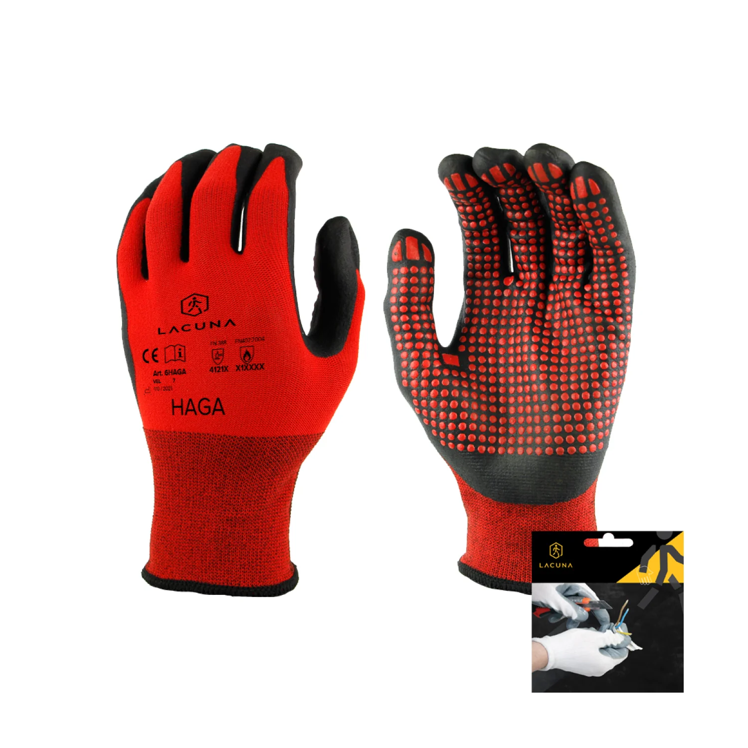 Lacuna Nitryle coated glove HAGA red