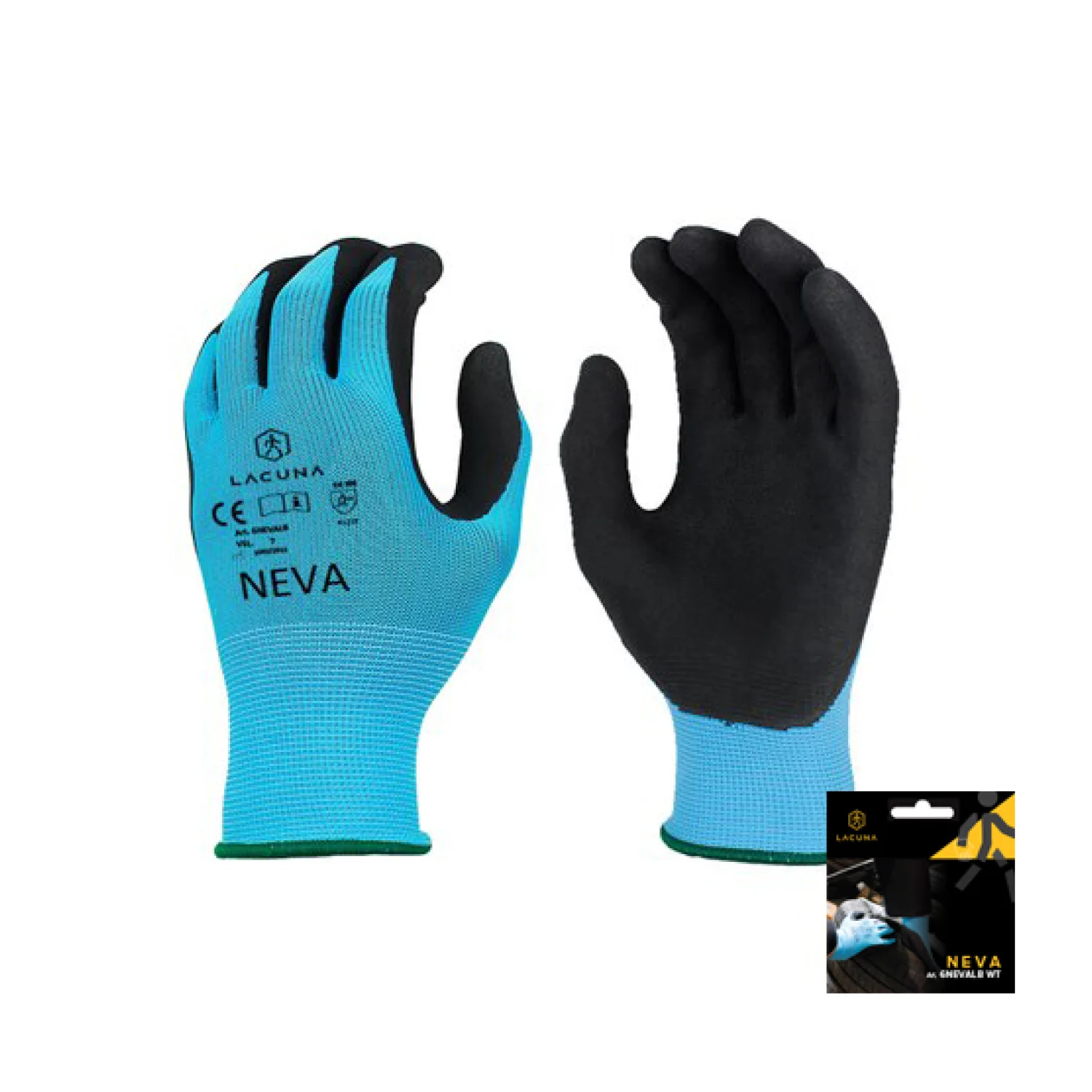 Lacuna Light blue latex coated gloves NEVA