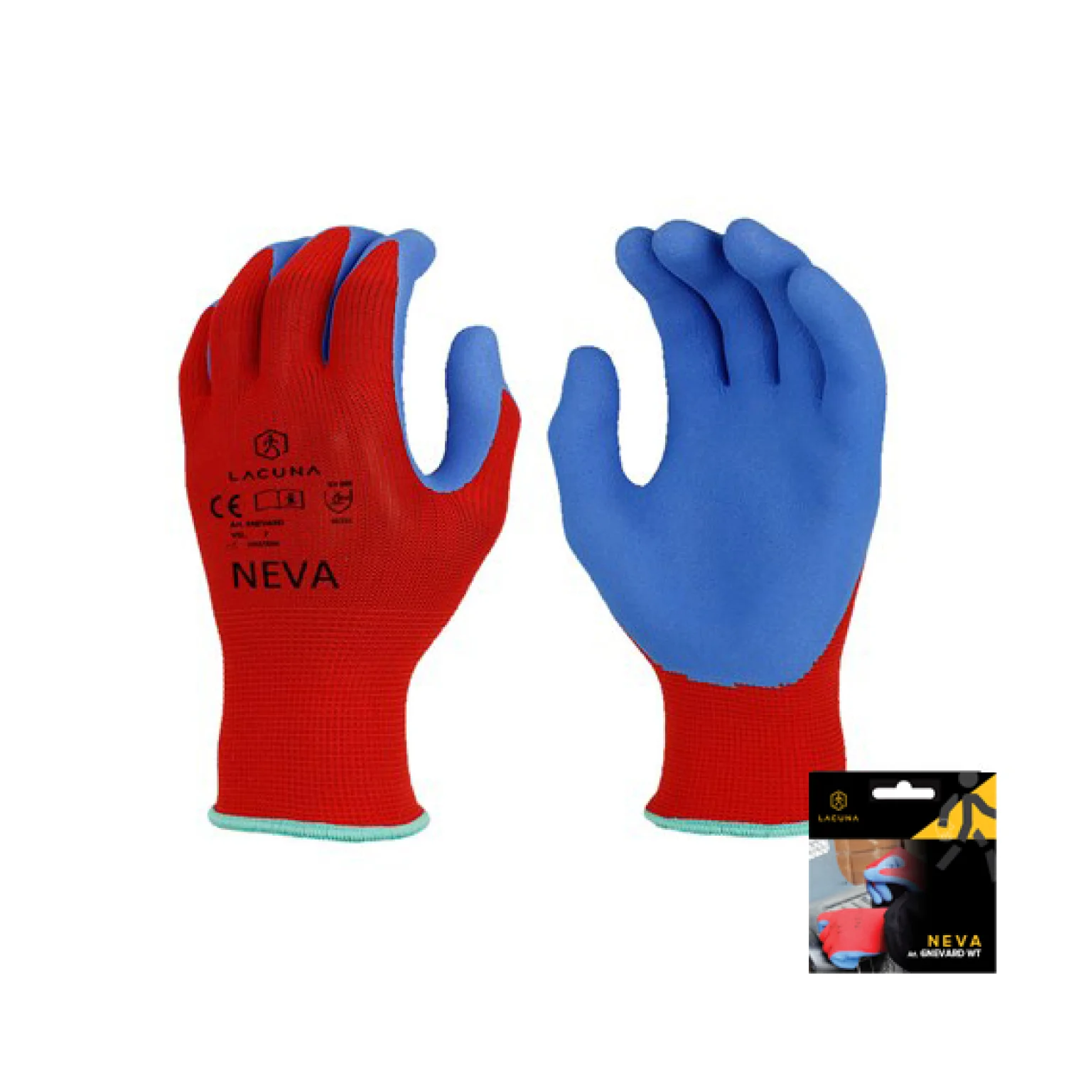 Lacuna Red latex coated gloves NEVA