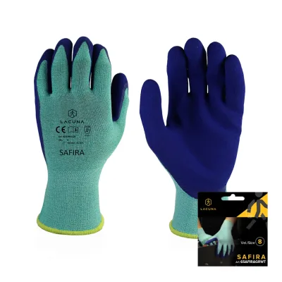 Zöld latex bevonatú kesztyű SAFIRA