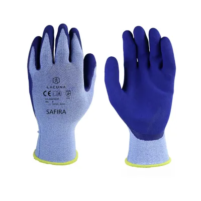 Sötétkék latex bevonatú kesztyű SAFIRA