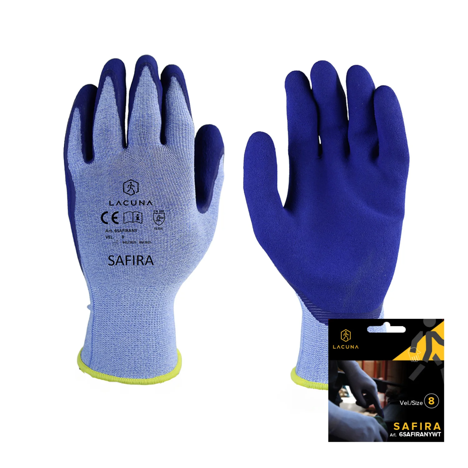 Lacuna Navy latex coated gloves SAFIRA