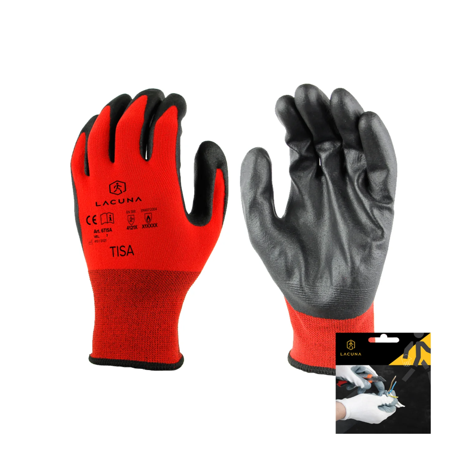 Lacuna Nitryle coated glove TISA red