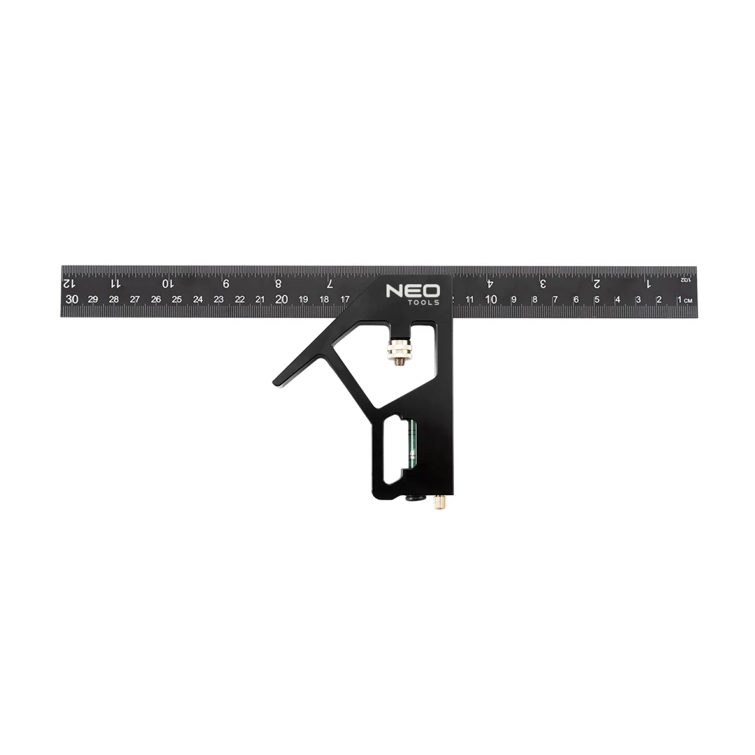 NEO Profi szögmérő, derékszög és vonalzó, festett-alu 30cm