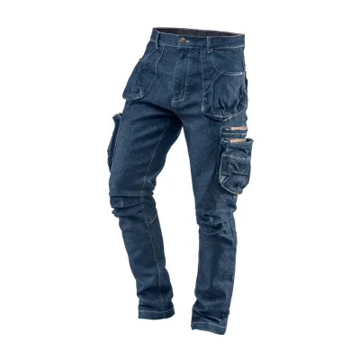 NEO Farmer munkásnadrág, Denim, cipzáros oldalzsebekkel, 98% pamut, 410 g/m2