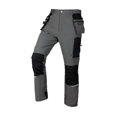 NEO Munkásnadrág Mix&Match, 4 irányú sztreccs, 230g/m2, külső csavarzsebek, Cordura erősítés, szürke-fekete