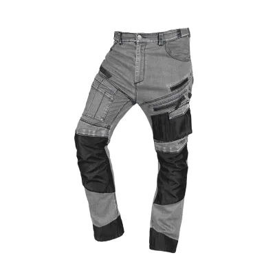 NEO Farmer munkásnadrág, Denim, 82% pamut, Oxford szövet, térdvédő betét, cippzáras zsebek, szürke-fekete