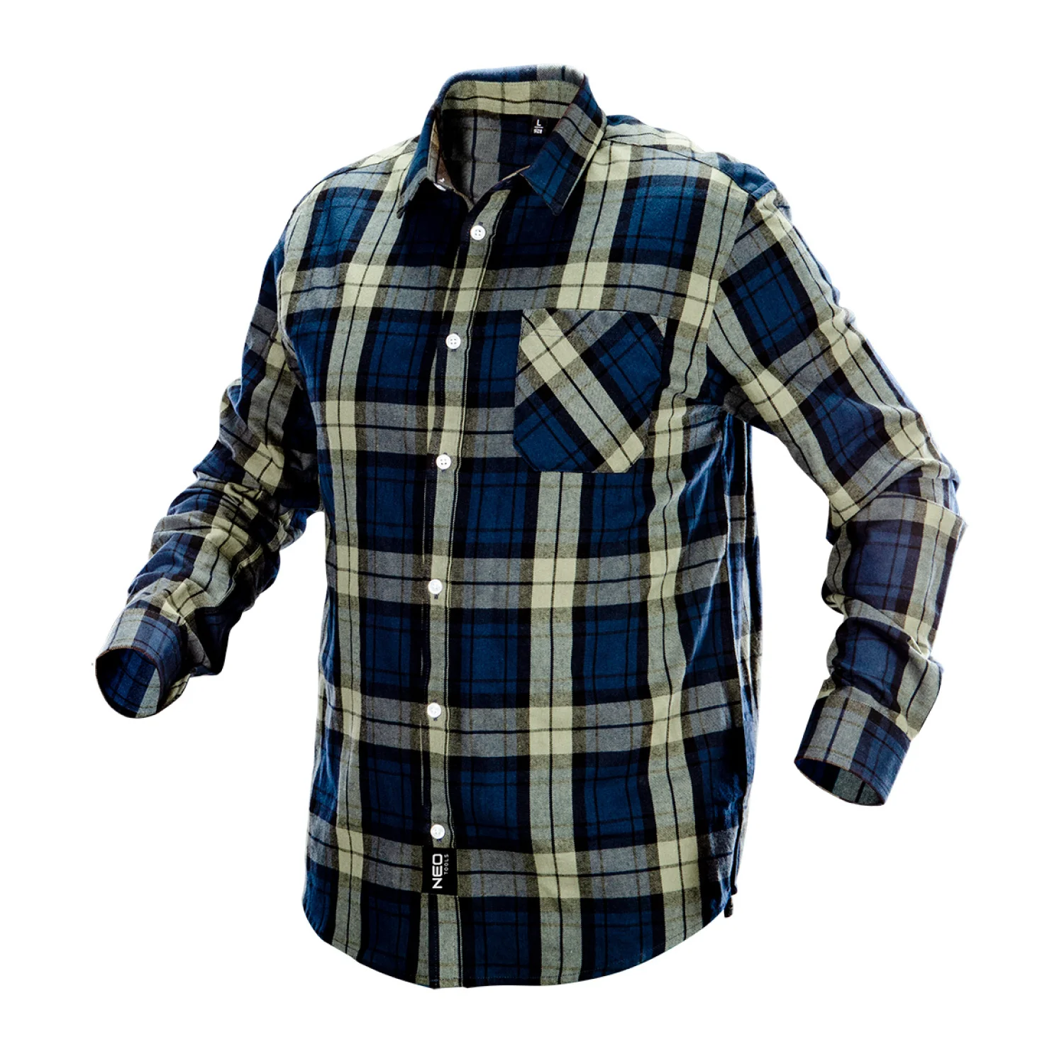 NEO Flanel munkaing, kék-oliva-fekete, 100% pamut