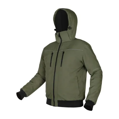 NEO Téli munkavédelmi kabát, Outdoor, hőszigetelt, kapucnis, zöld kabátok és