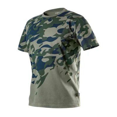 NEO Munkavédelmi póló, CAMO, terepmintás, olíva, 100% pamut, 180g/m2, L