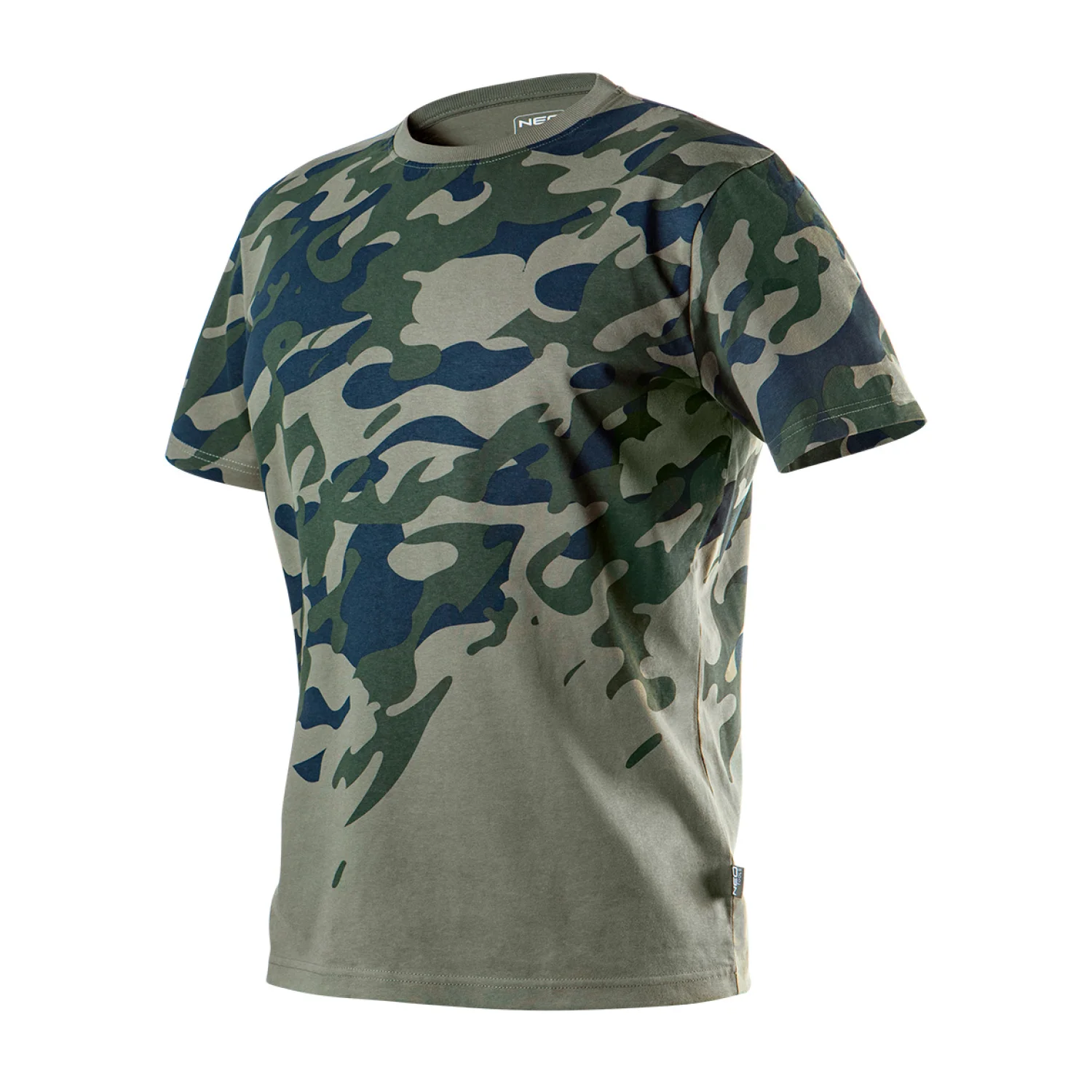 NEO Munkavédelmi póló, CAMO, terepmintás, olíva, 100% pamut, 180g/m2, L
