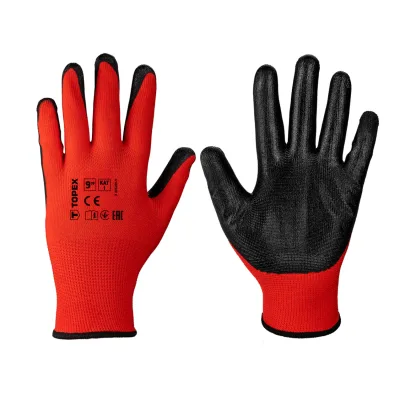 TOPEX Munkakesztyű latex bevonatú poliészter, Cat. 1, 9, rendelési egység: 12db