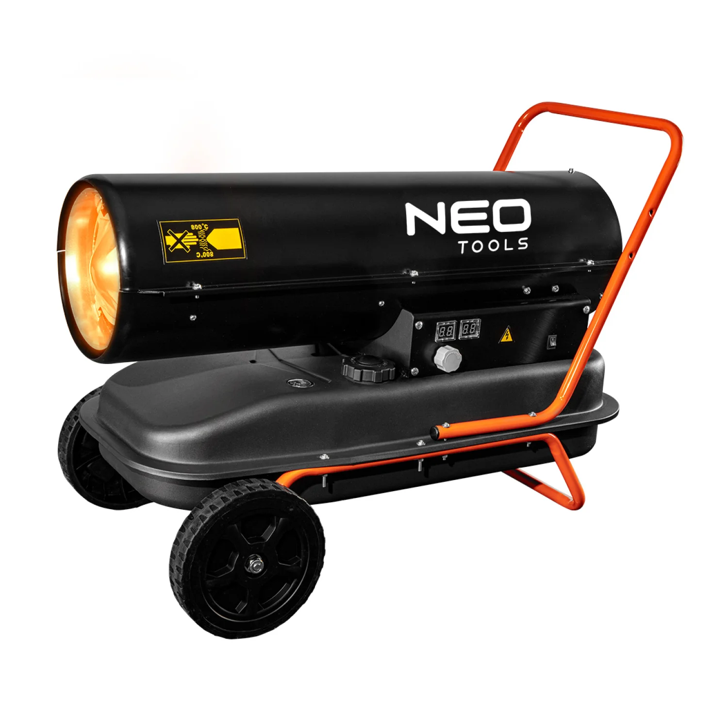 NEO Gázolajos hőlégbefúvó, 30kW, 34L, fogyasztás 2.8L/óra, teljesítmény 750 m3/óra, kerekekkel