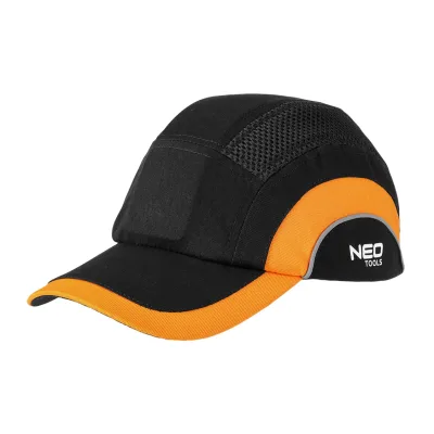 NEO Munkavédelmi baseball sapka, merevítettl, fekete és narancssárga, CE