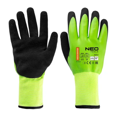 NEO Munkakesztyű AquaWinter, hőszigetelt, vízálló, dupla latex bevonatú poliészter, 11"
