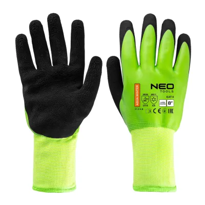 NEO Munkakesztyű AquaWinter, hőszigetelt, vízálló, dupla latex bevonatú poliészter, 8"