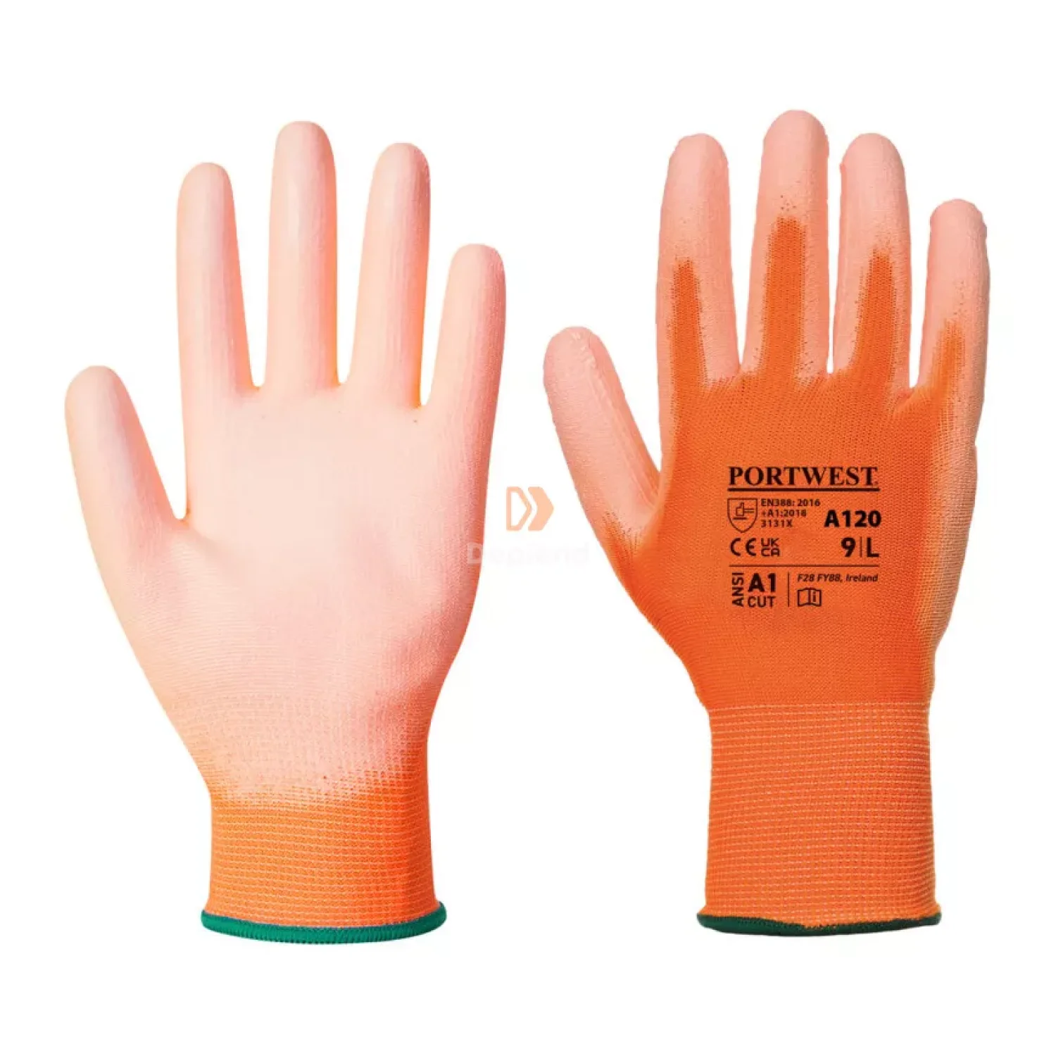 Portwest Nylon védőkesztyű PU tenyérmártott narancs