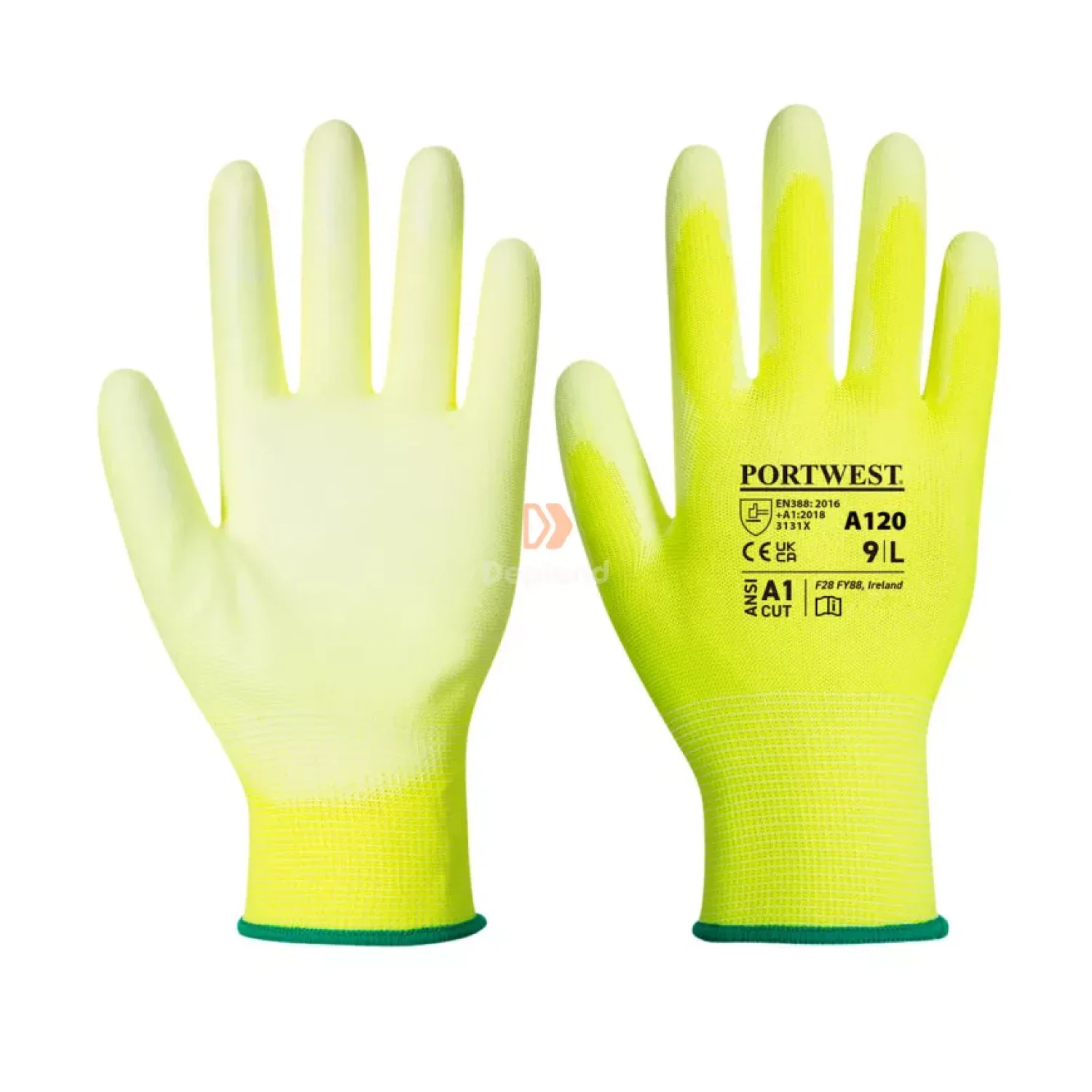 Portwest Nylon védőkesztyű PU tenyérmártott sárga