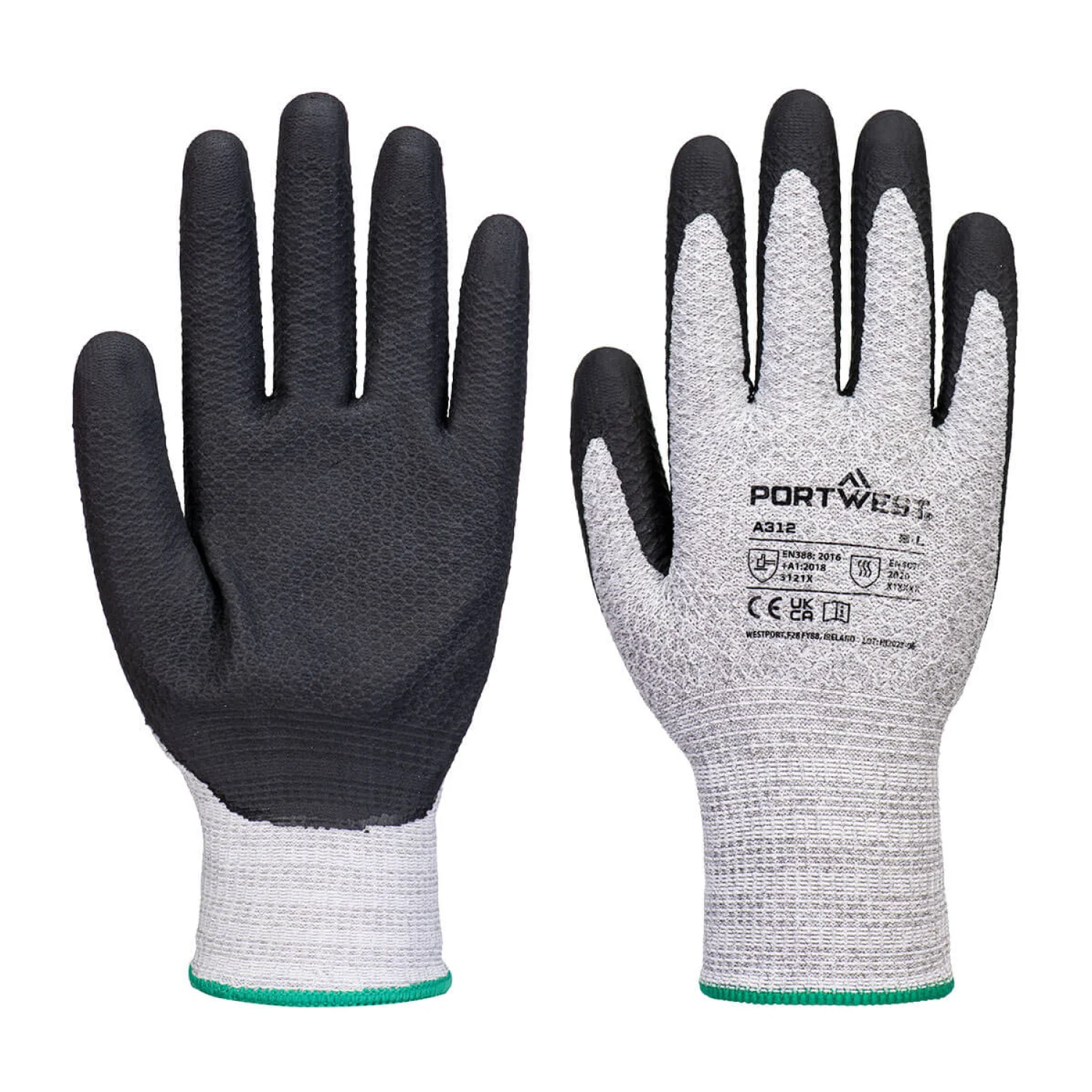 Portwest Grip 13 Diamind Knit kesztyű (12 pár) Szürke/Fekete