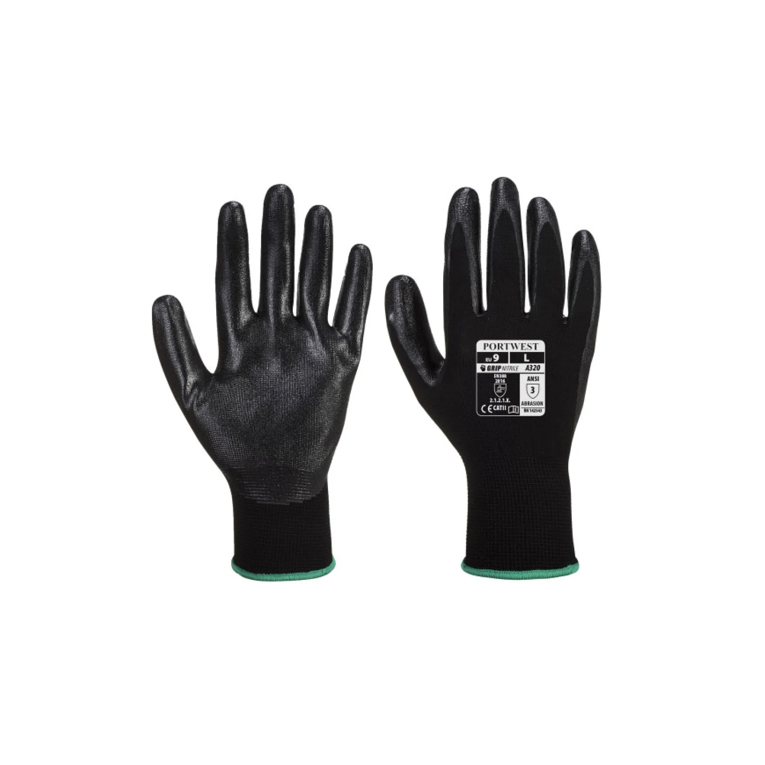 Portwest Nylon nitrilhab tenyérmártott védőkeszyű fekete