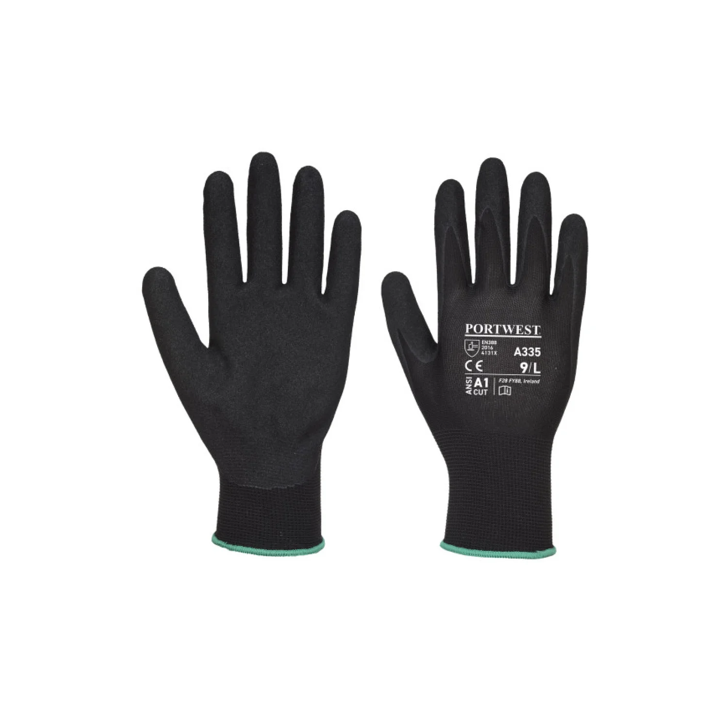Portwest A335 - Dermi-Grip NPR15 Nitrile Sandy kesztyű fekete