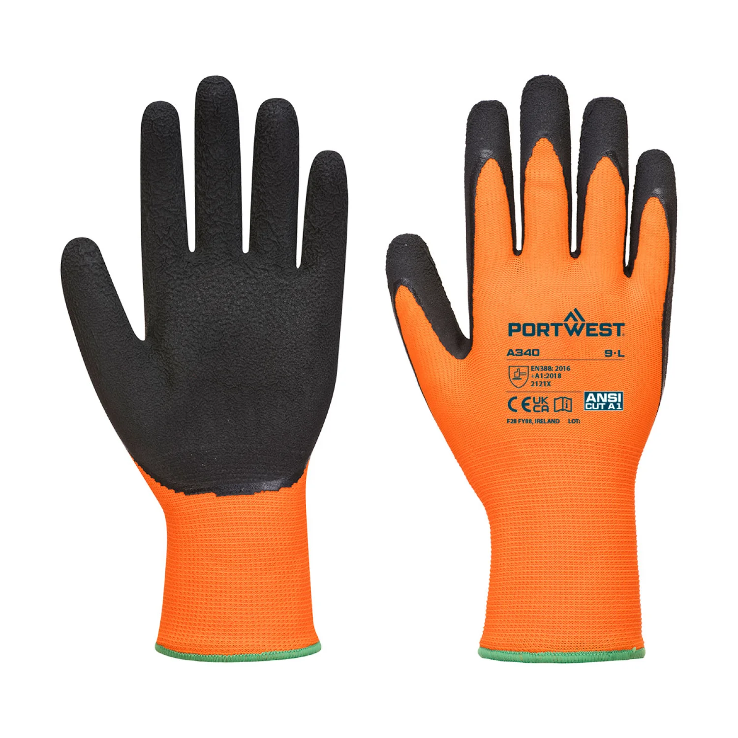 Portwest A340 - Hi-Vis Grip védőkesztyű Narancs/Fekete