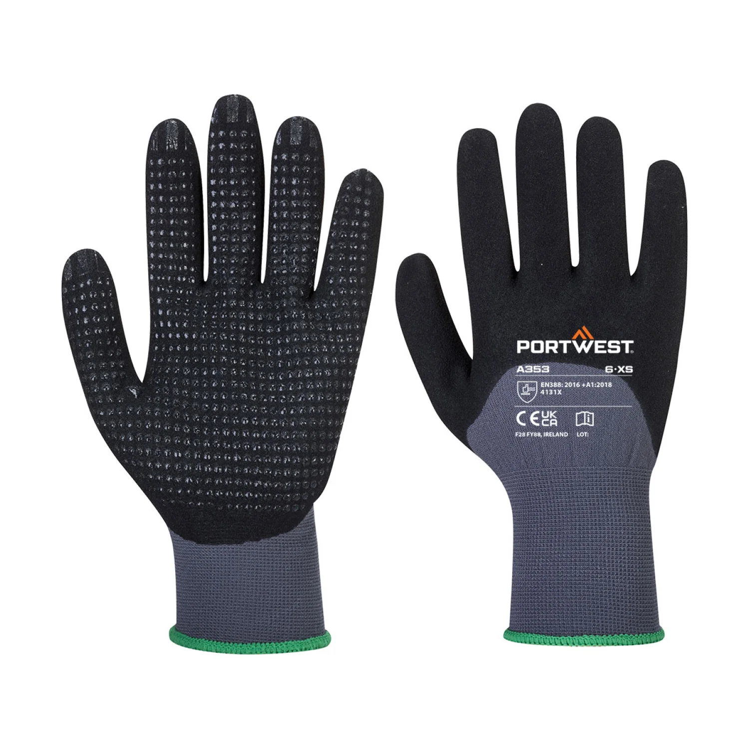 Portwest DermiFlex Ultra Plus védőkesztyű szürke/fekete