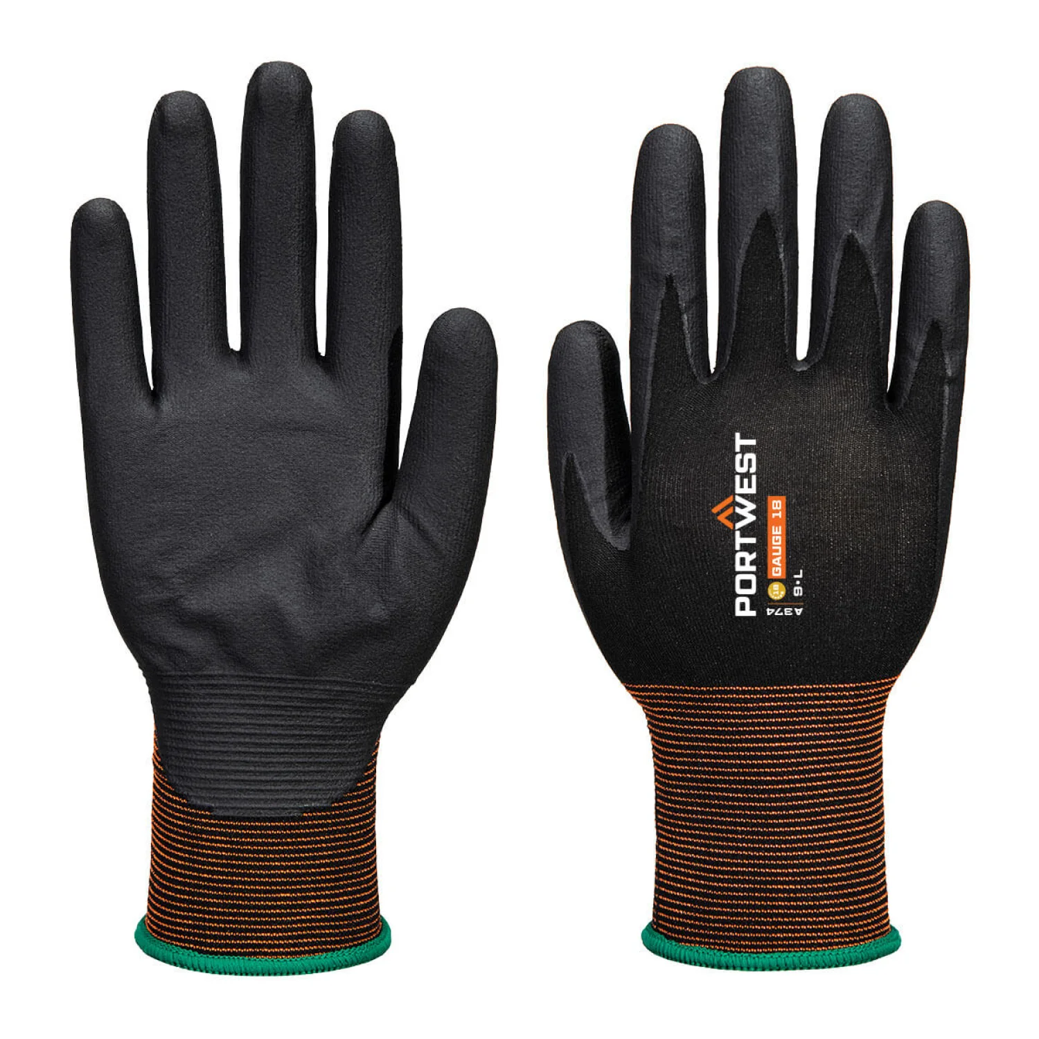 Portwest GP Grip 18 Nitril Mikrohabos kesztyű Fekete