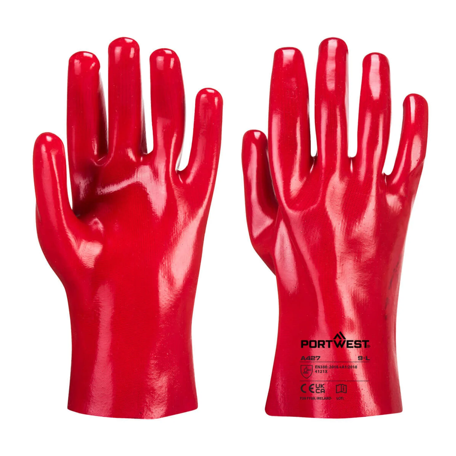 Portwest PVC hosszú szárú kesztyű 27 cm piros