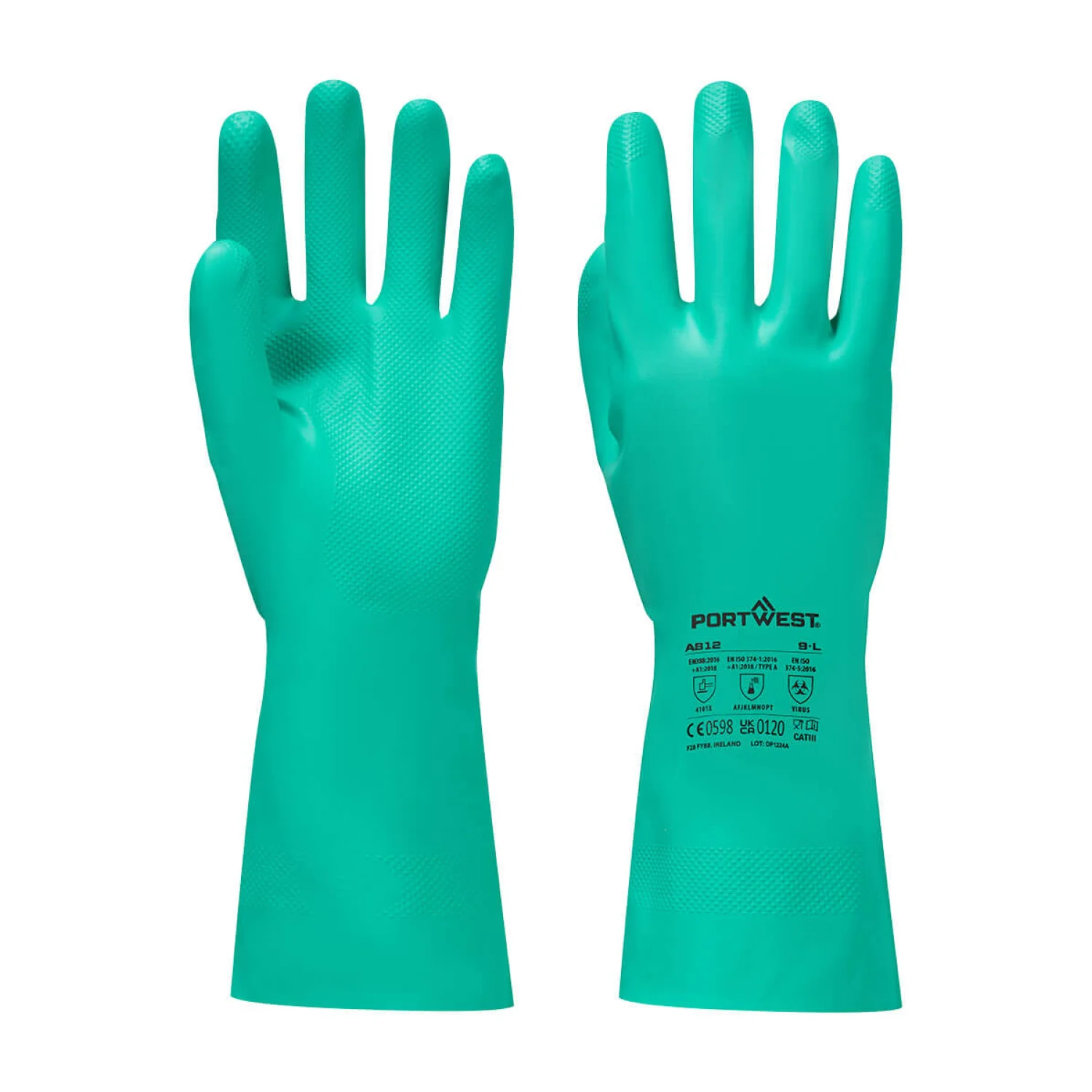 Portwest Nitrosafe Plus vegyszerálló kesztyű zöld