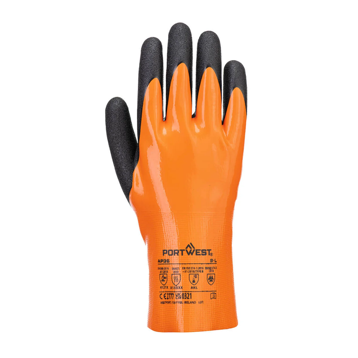 Portwest Grip 15 nitril kesztyű narancs/fekete