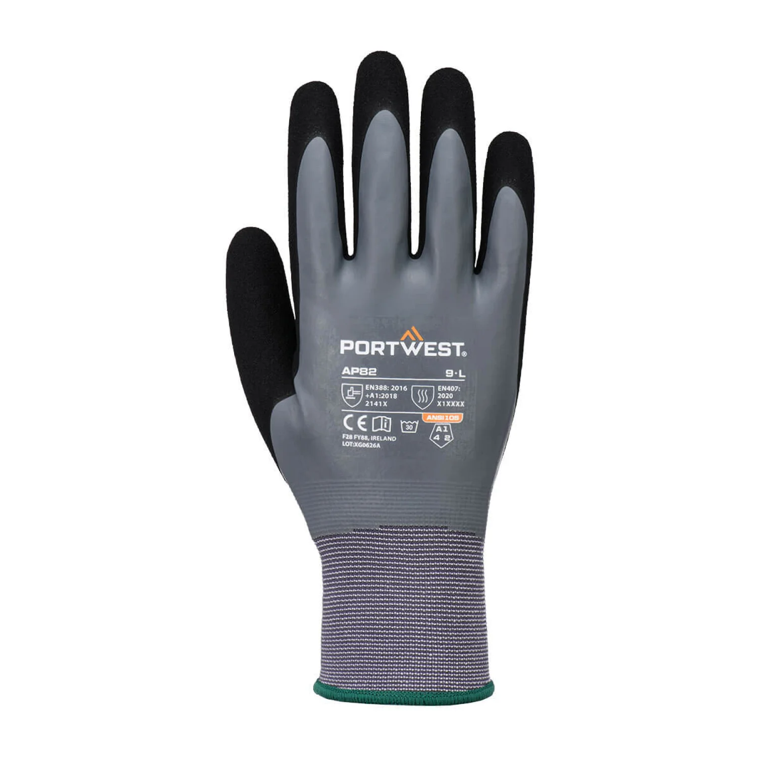 Portwest Grip 15 Latex Touch Scr Glv Szürke/Fekete