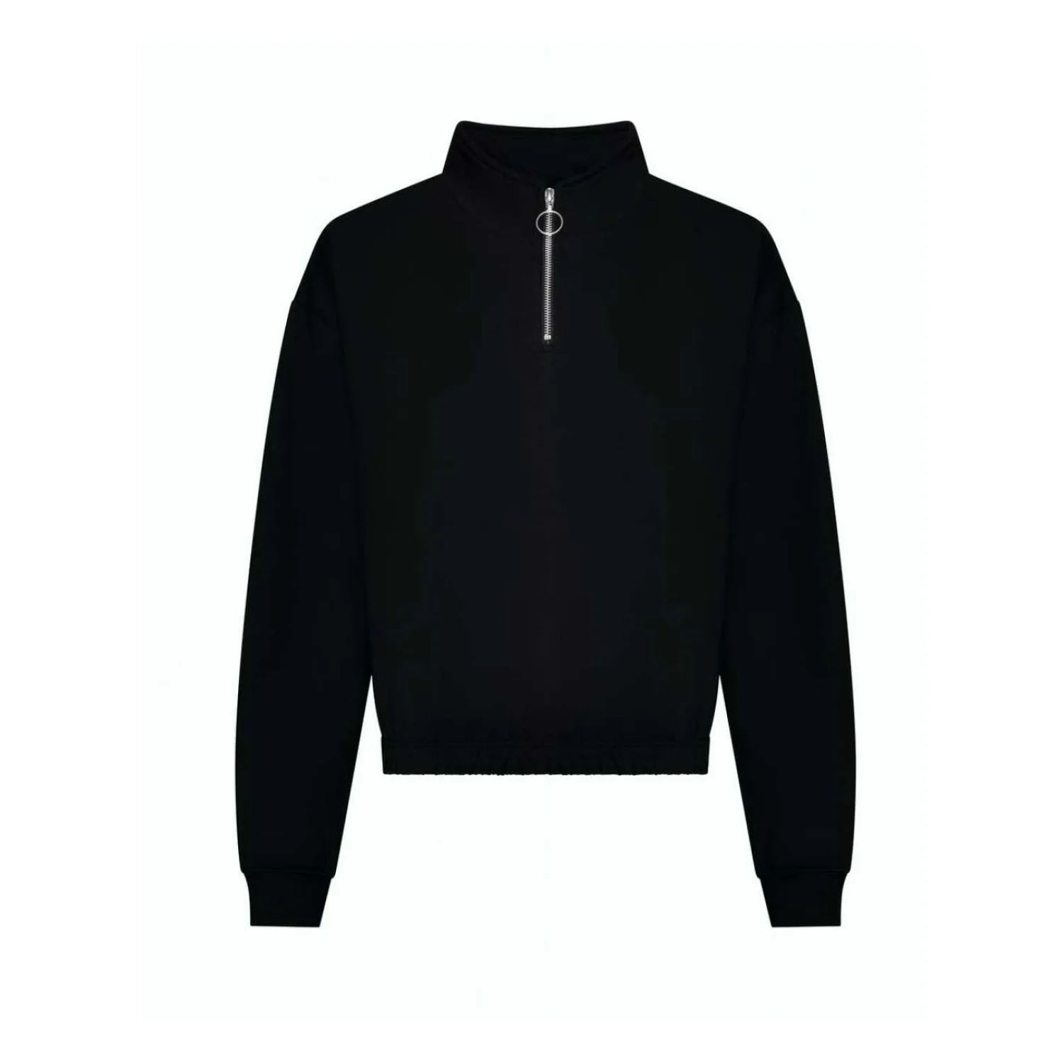 Just Hoods Női rövid fazonú 1/4 cipzáras pulóver pulóverek és kardigán Deep Black