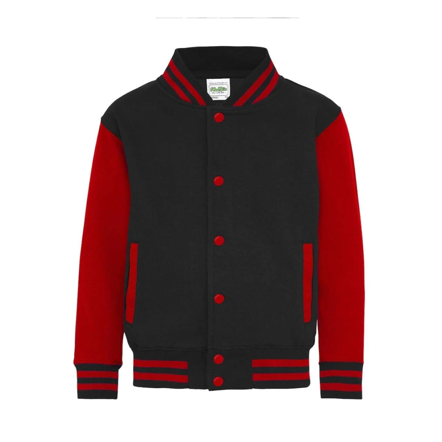 Just Hoods Gyermek varsity kabát pulóverek és kardigán Jet Black/Fire Red