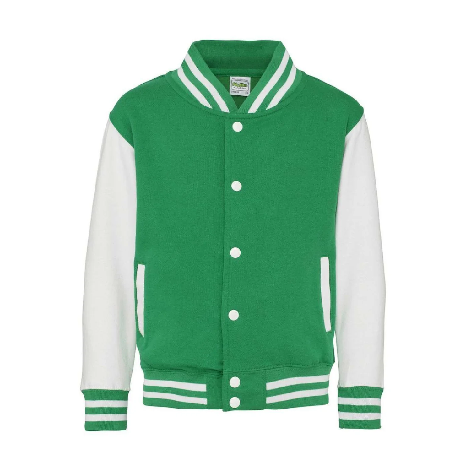 Just Hoods Gyermek varsity kabát pulóverek és kardigán Kelly Green/Arctic White