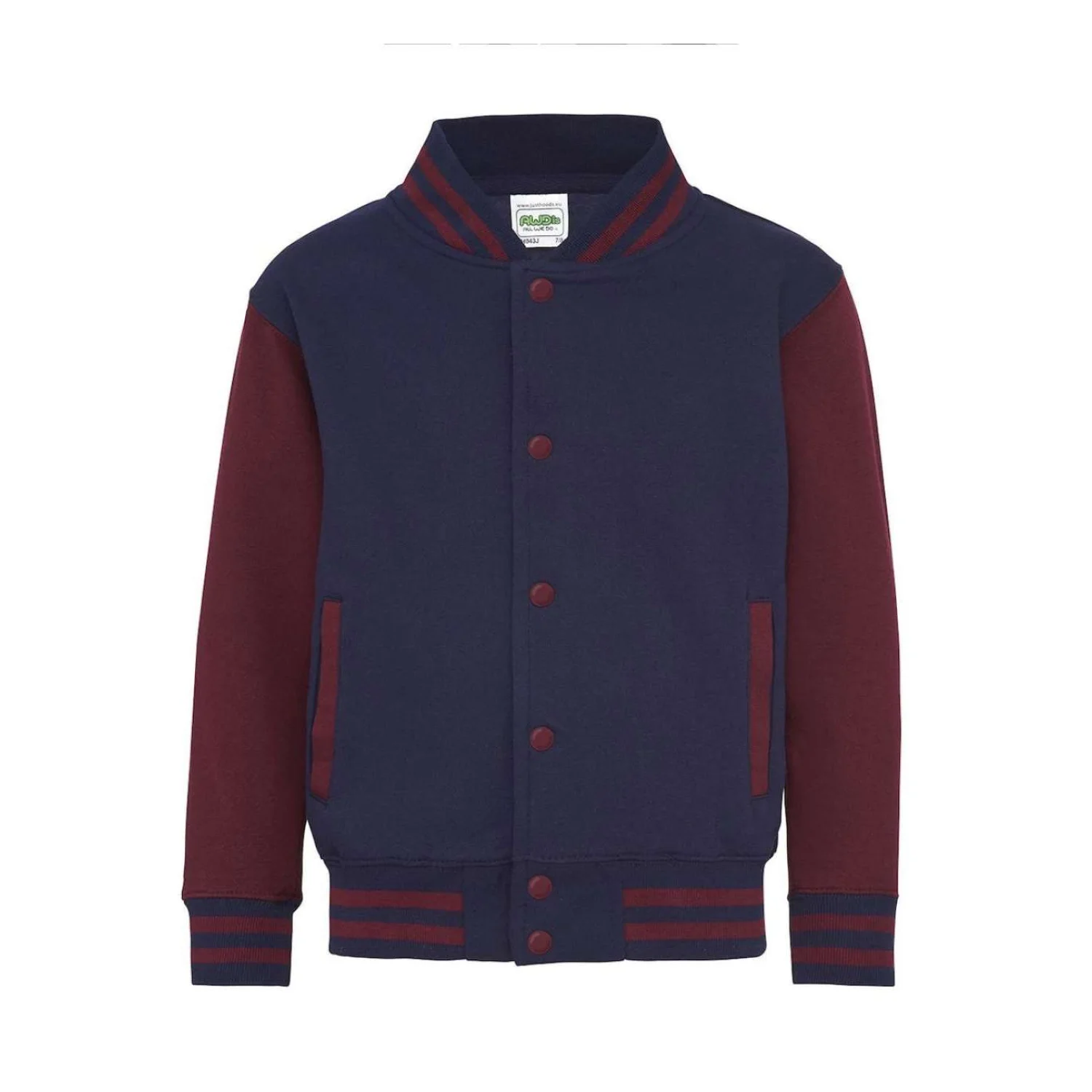 Just Hoods Gyermek varsity kabát pulóverek és kardigán Oxford Navy/Burgundy