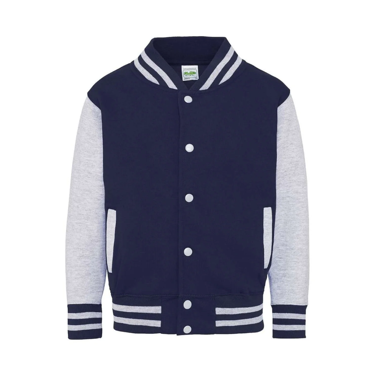 Just Hoods Gyermek varsity kabát pulóverek és kardigán Oxford Navy/Heather Grey