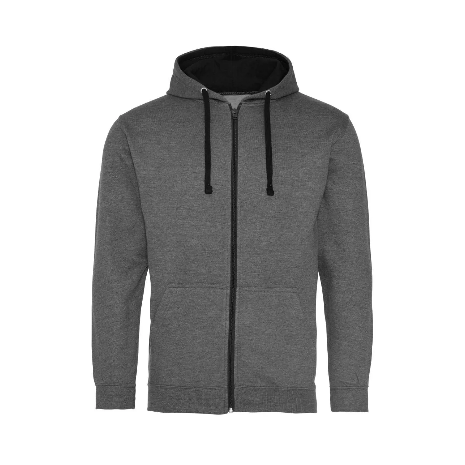 Just Hoods Varsity cipzáras kapucnis pulóver pulóverek és kardigán Charcoal Grey/Jet Black