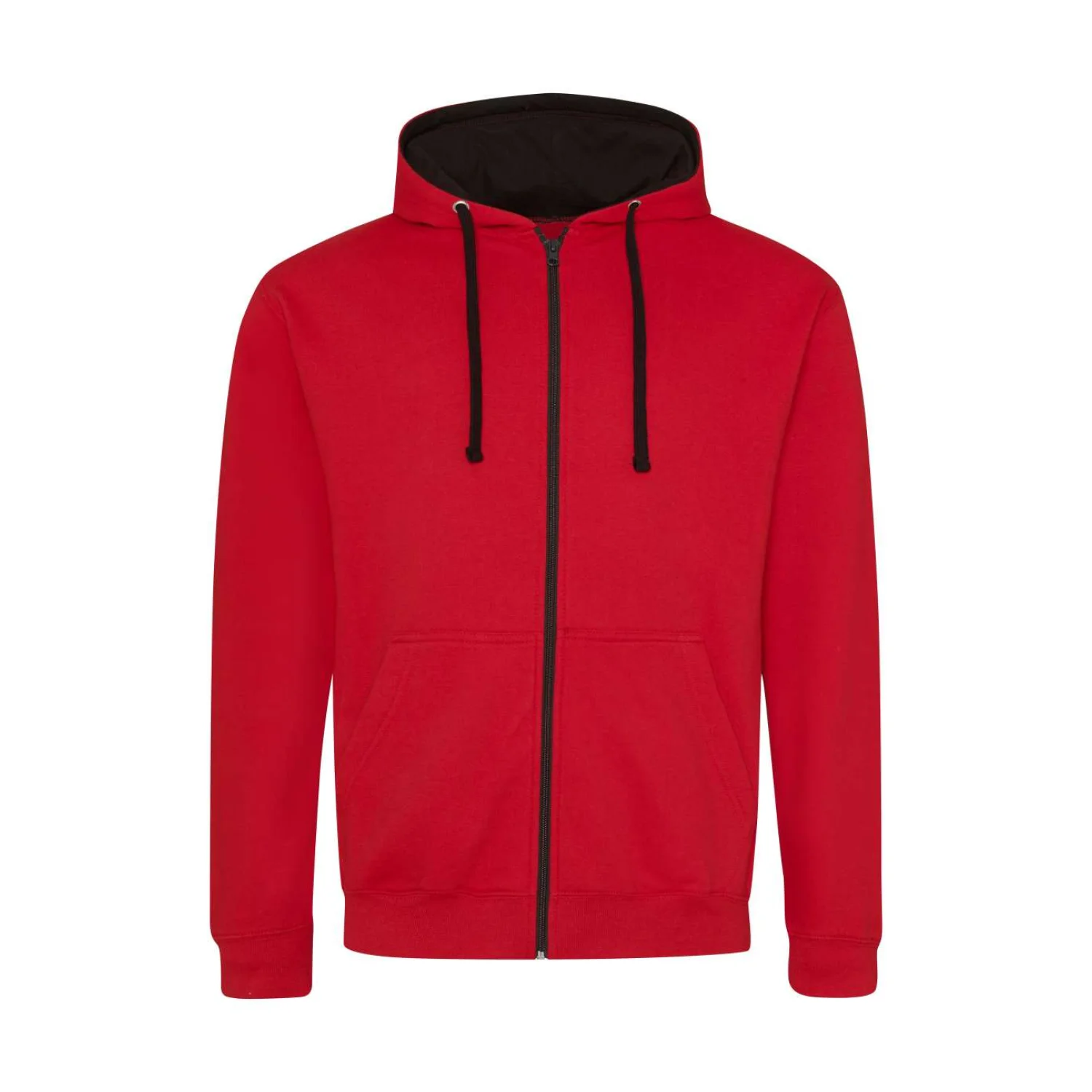 Just Hoods Varsity cipzáras kapucnis pulóver pulóverek és kardigán Fire Red/Jet Black