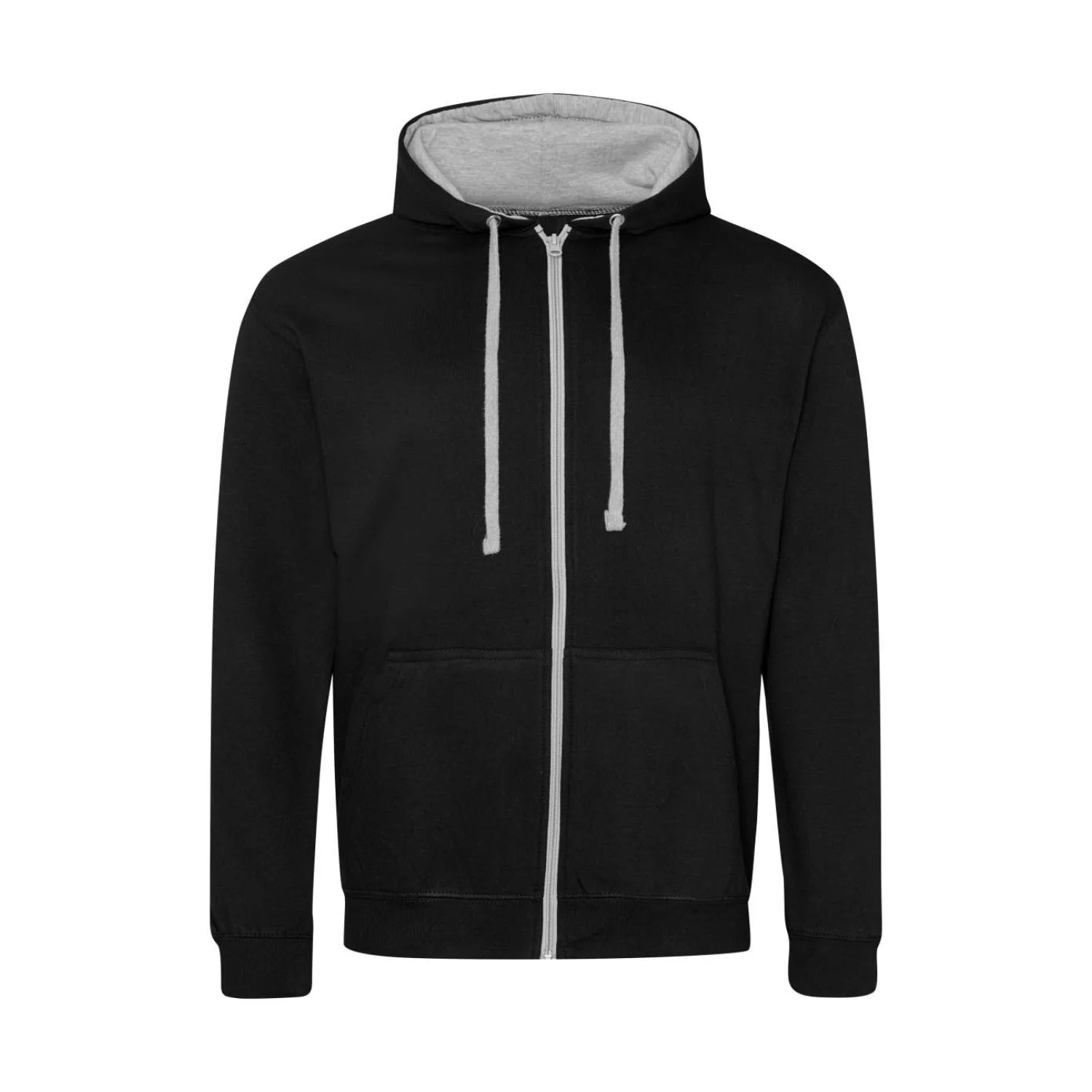 Just Hoods Varsity cipzáras kapucnis pulóver pulóverek és kardigán Jet Black/Heather Grey