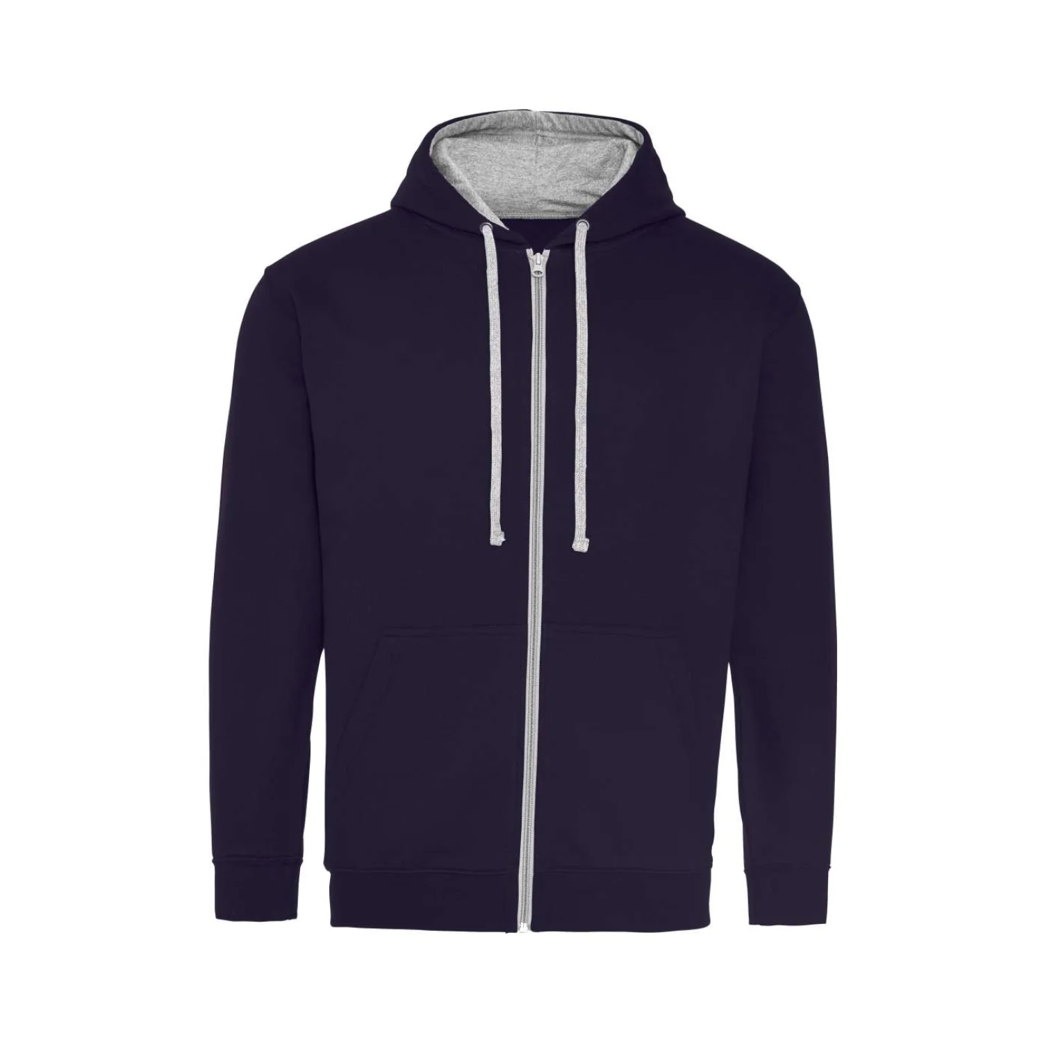 Just Hoods Varsity cipzáras kapucnis pulóver pulóverek és kardigán New French Navy/Heather Grey