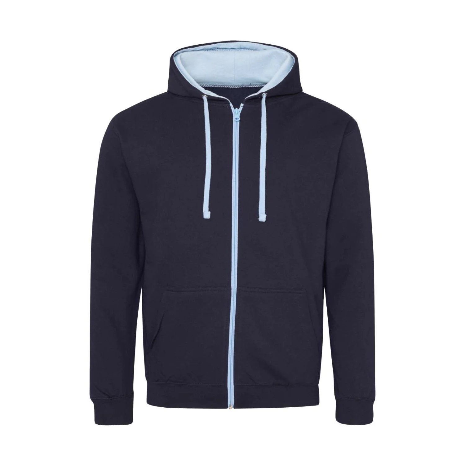 Just Hoods Varsity cipzáras kapucnis pulóver pulóverek és kardigán New French Navy/Sky Blue