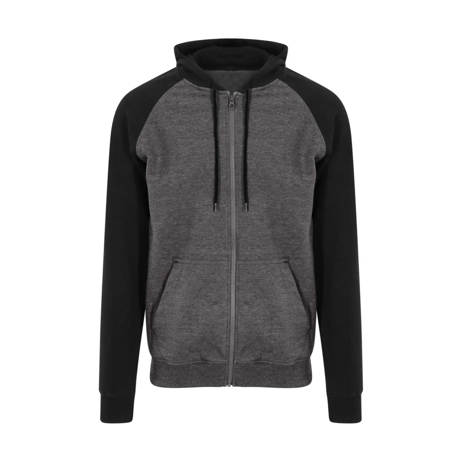 Just Hoods Baseball cipzáras kapucnis pulóver pulóverek és kardigán Charcoal Grey/Jet Black