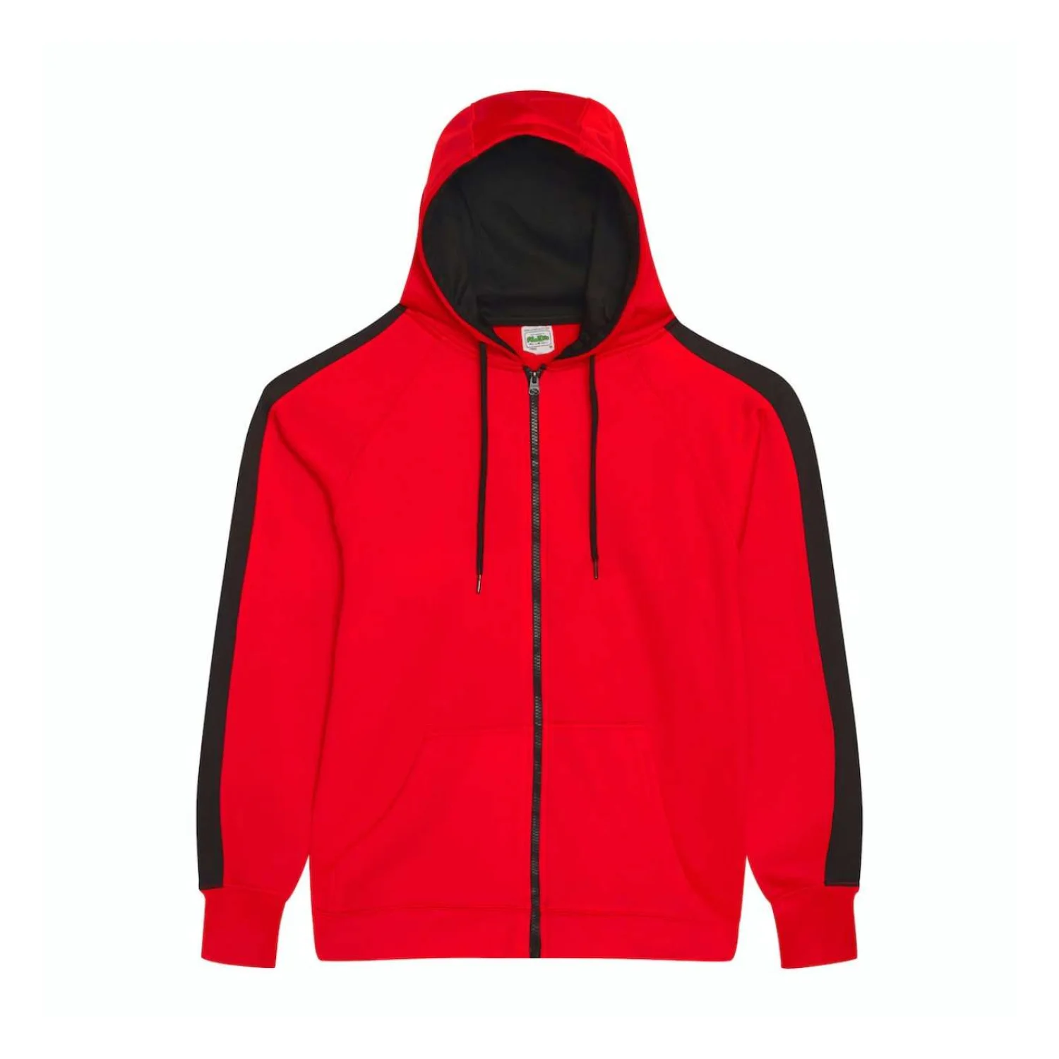 Just Hoods Sport poliészter cipzáras kapucnis pulóver pulóverek és kardigán Fire Red/Jet Black